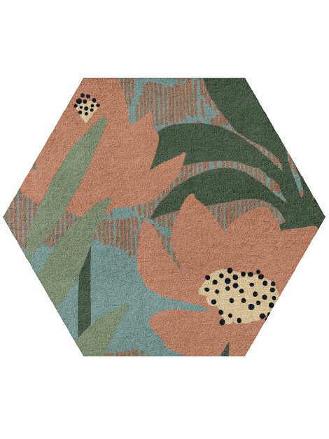 Petunia Hexagon Hand Tufted Pure Wool custom handmade rug