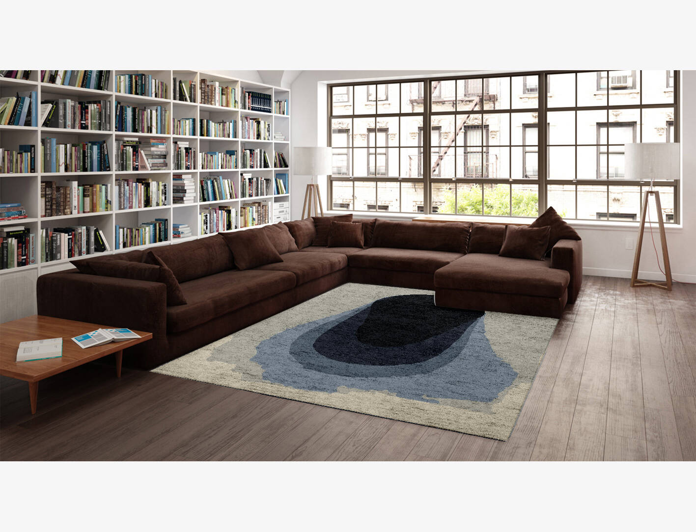 Phantom Gradation Rectangle Hand Knotted Bamboo Silk Custom Rug by Rug Artisan