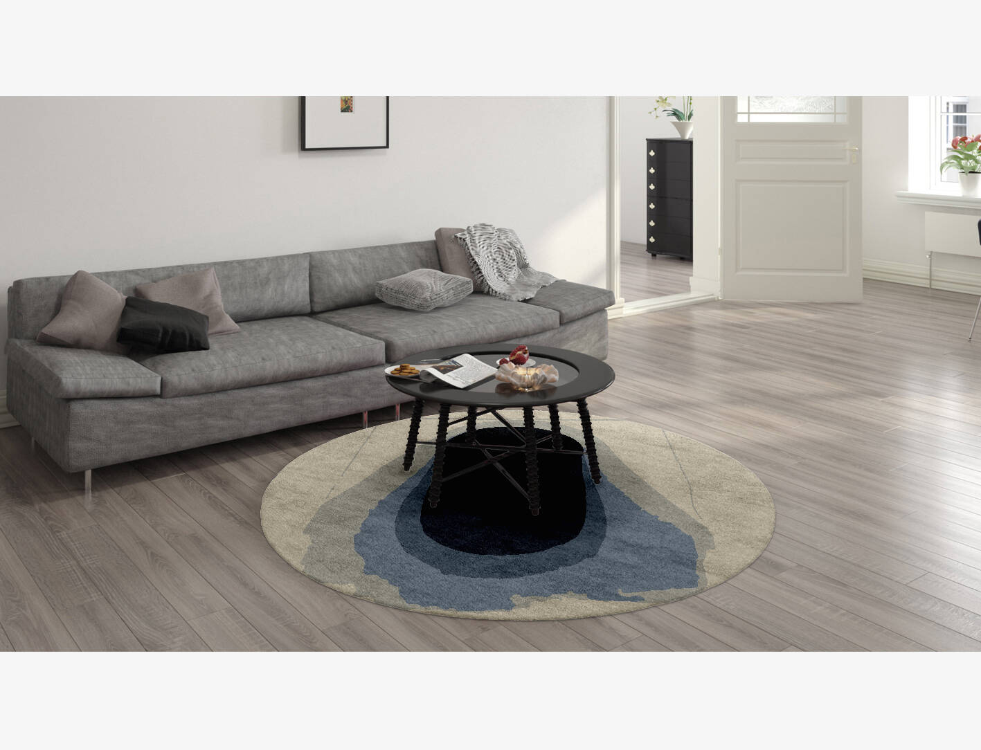 Phantom Gradation Round Hand Knotted Bamboo Silk Custom Rug by Rug Artisan