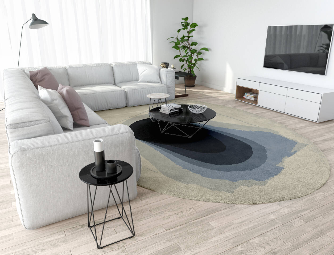 Phantom Gradation Oval Hand Tufted Pure Wool Custom Rug by Rug Artisan