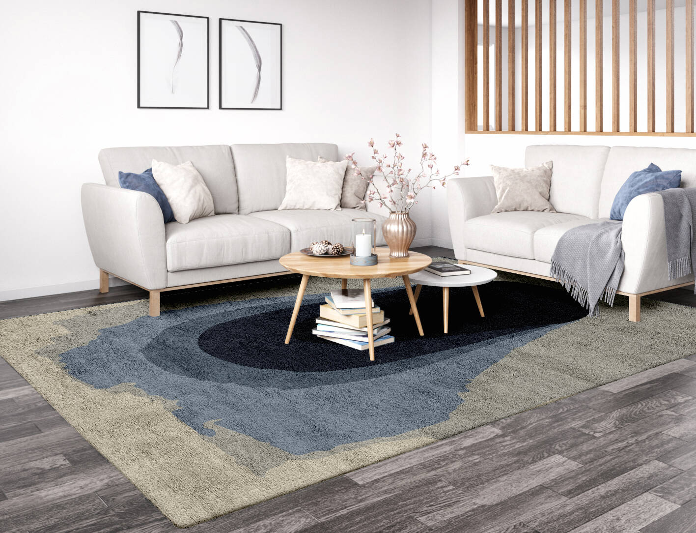 Phantom Gradation Rectangle Hand Tufted Bamboo Silk Custom Rug by Rug Artisan