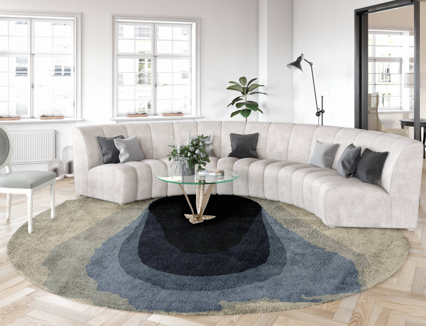 Phantom Gradation Round Hand Tufted Bamboo Silk Custom Rug by Rug Artisan