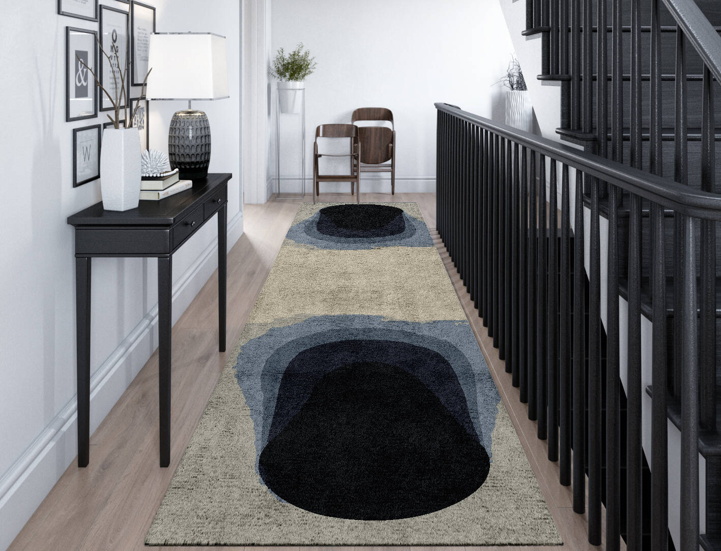 Phantom Gradation Runner Hand Tufted Bamboo Silk Custom Rug by Rug Artisan