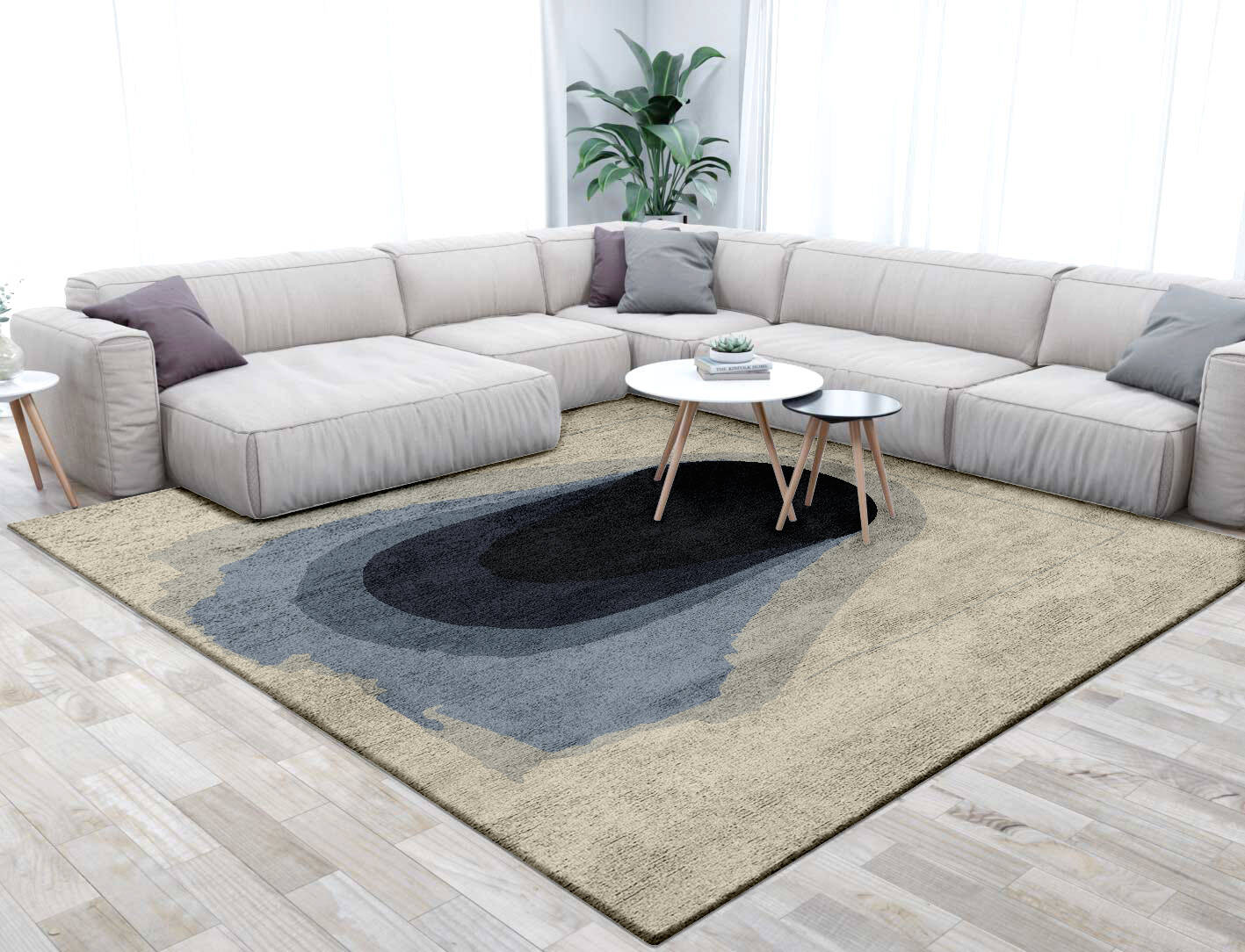 Phantom Gradation Square Hand Tufted Bamboo Silk Custom Rug by Rug Artisan