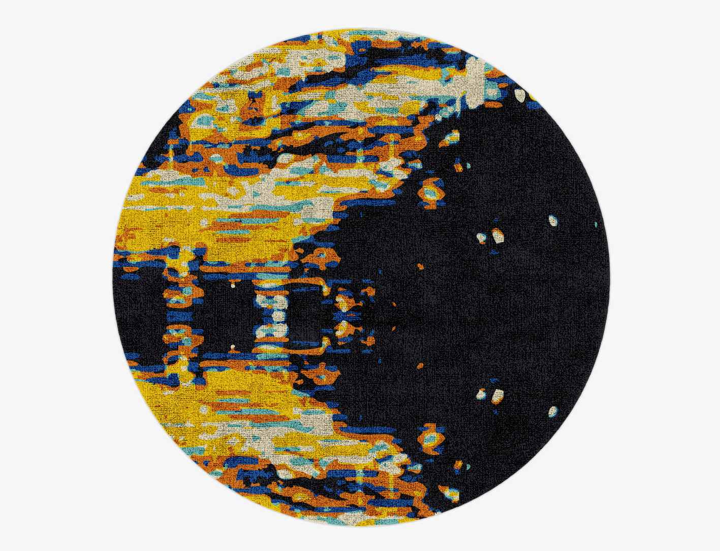 Phos Abstract Round Hand Knotted Bamboo Silk Custom Rug by Rug Artisan
