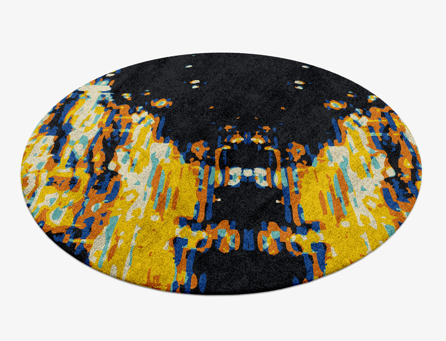 Phos Abstract Round Hand Knotted Bamboo Silk Custom Rug by Rug Artisan