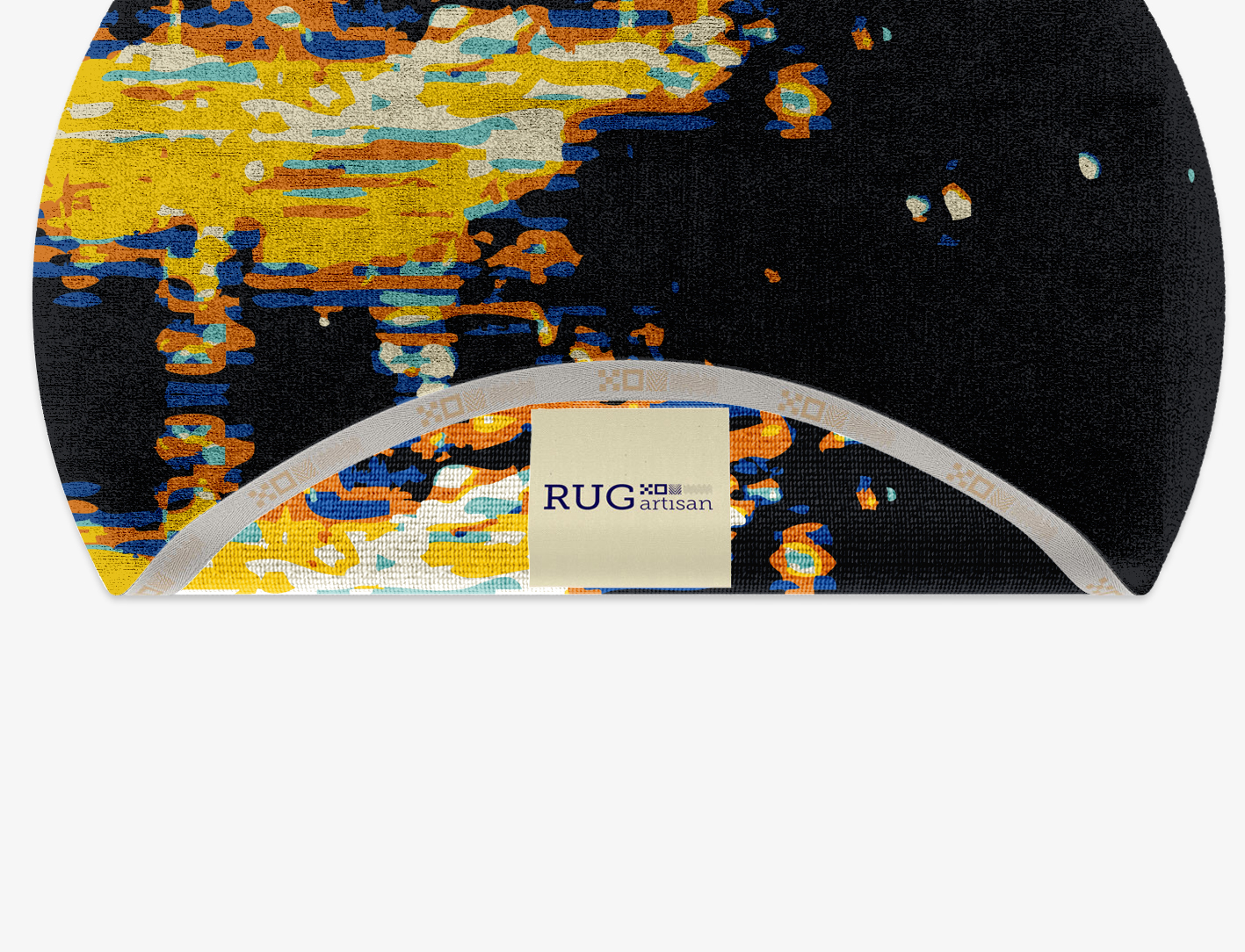 Phos Abstract Round Hand Knotted Bamboo Silk Custom Rug by Rug Artisan