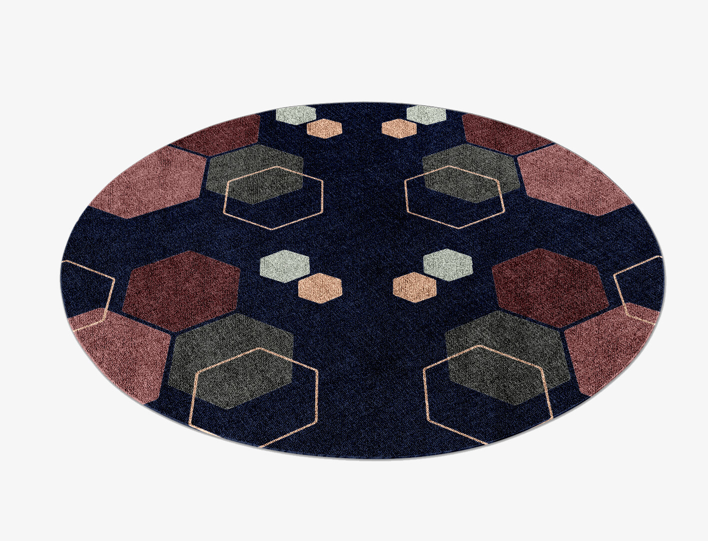 Phosphene Geometric Round Flatweave Bamboo Silk Custom Rug by Rug Artisan