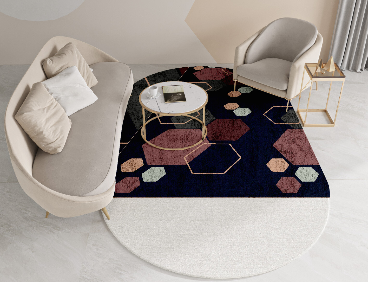 Phosphene Geometric Capsule Hand Knotted Bamboo Silk Custom Rug by Rug Artisan