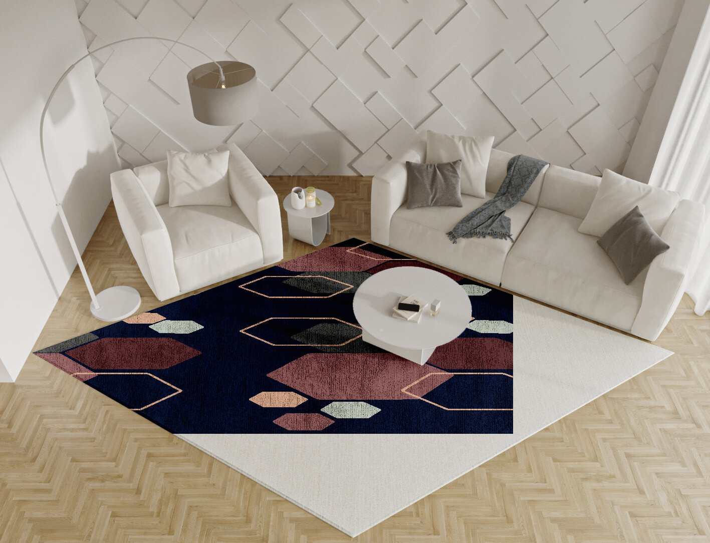 Phosphene Geometric Diamond Hand Knotted Bamboo Silk Custom Rug by Rug Artisan