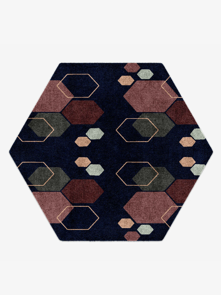 Phosphene Geometric Hexagon Hand Knotted Bamboo Silk Custom Rug by Rug Artisan