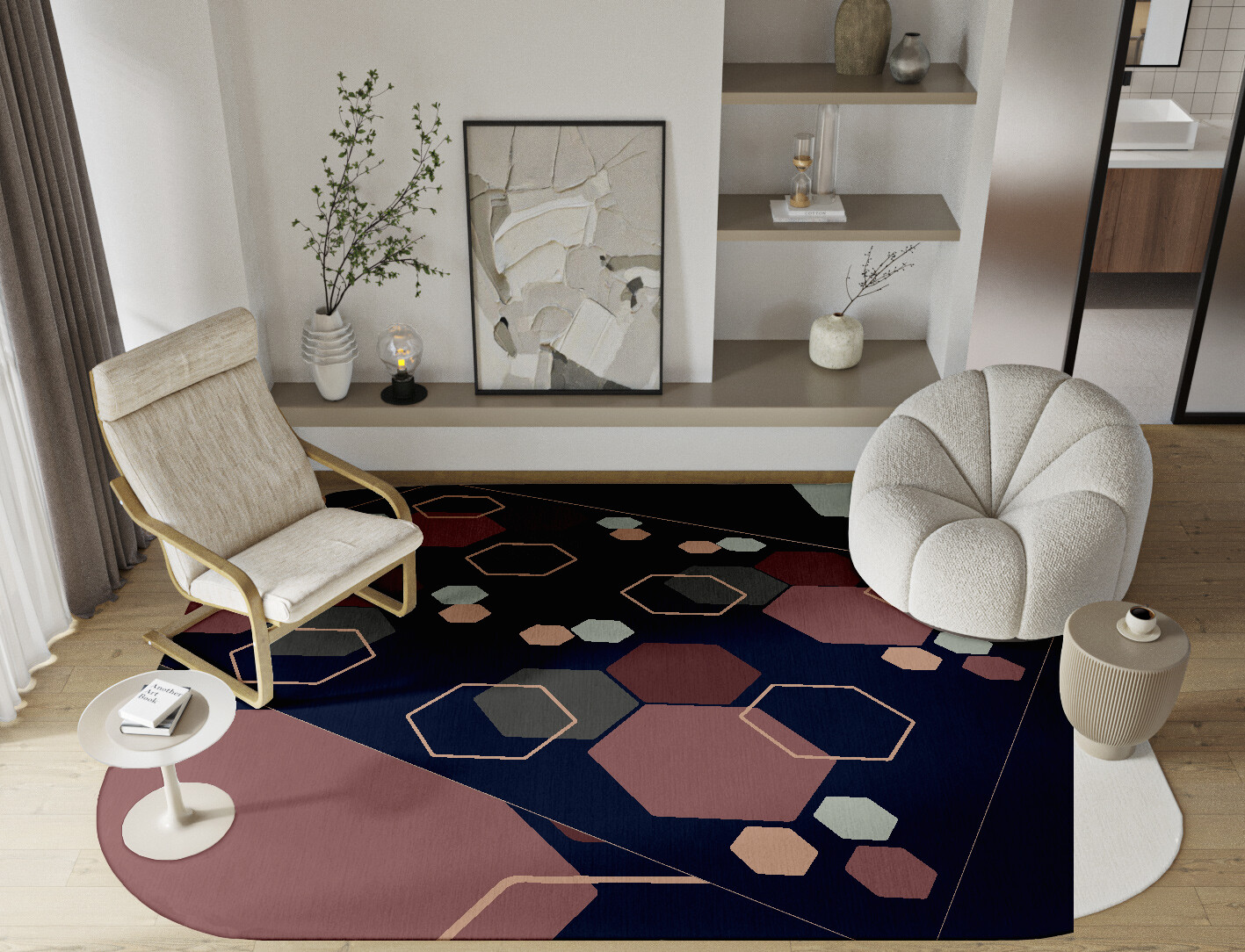 Phosphene Geometric Oblong Hand Knotted Tibetan Wool Custom Rug by Rug Artisan