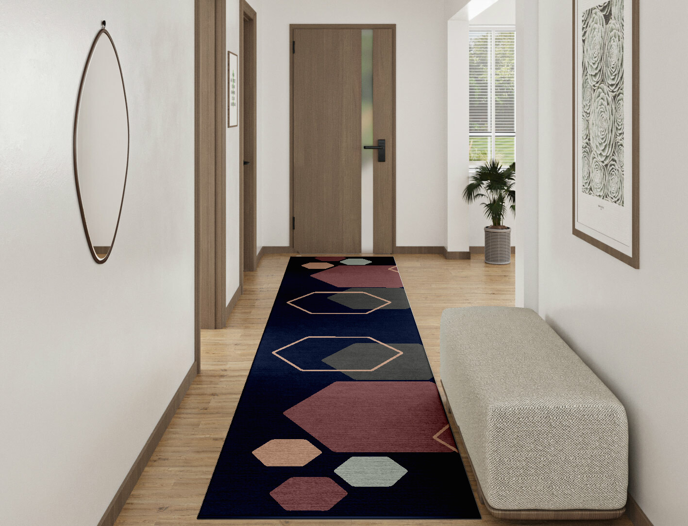 Phosphene Geometric Runner Hand Knotted Tibetan Wool Custom Rug by Rug Artisan