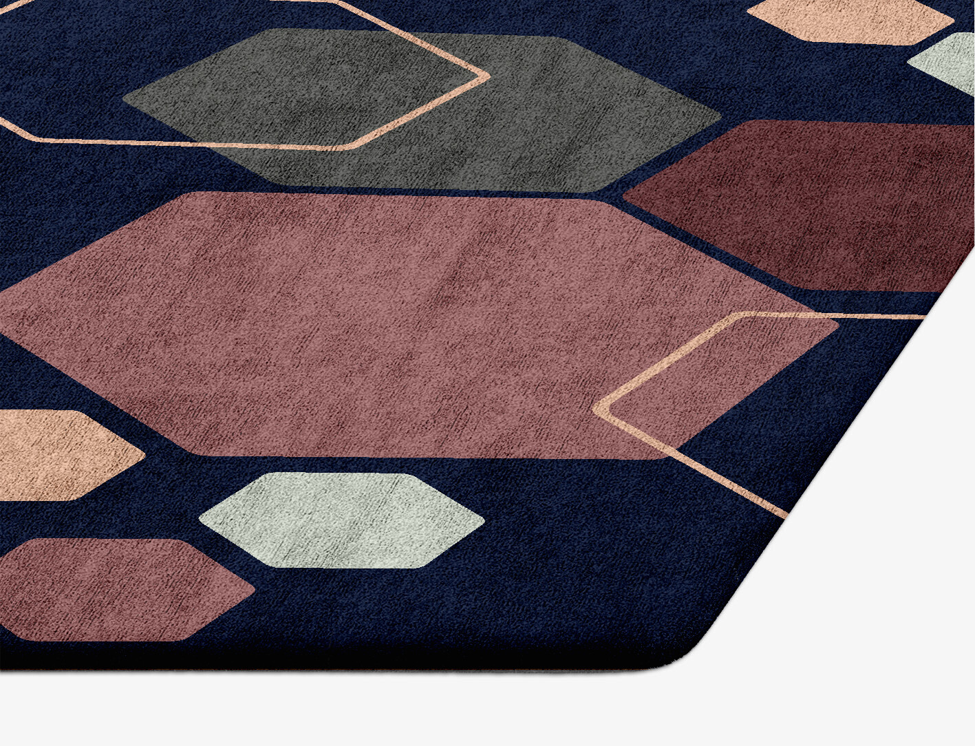Phosphene Geometric Hexagon Hand Tufted Bamboo Silk Custom Rug by Rug Artisan