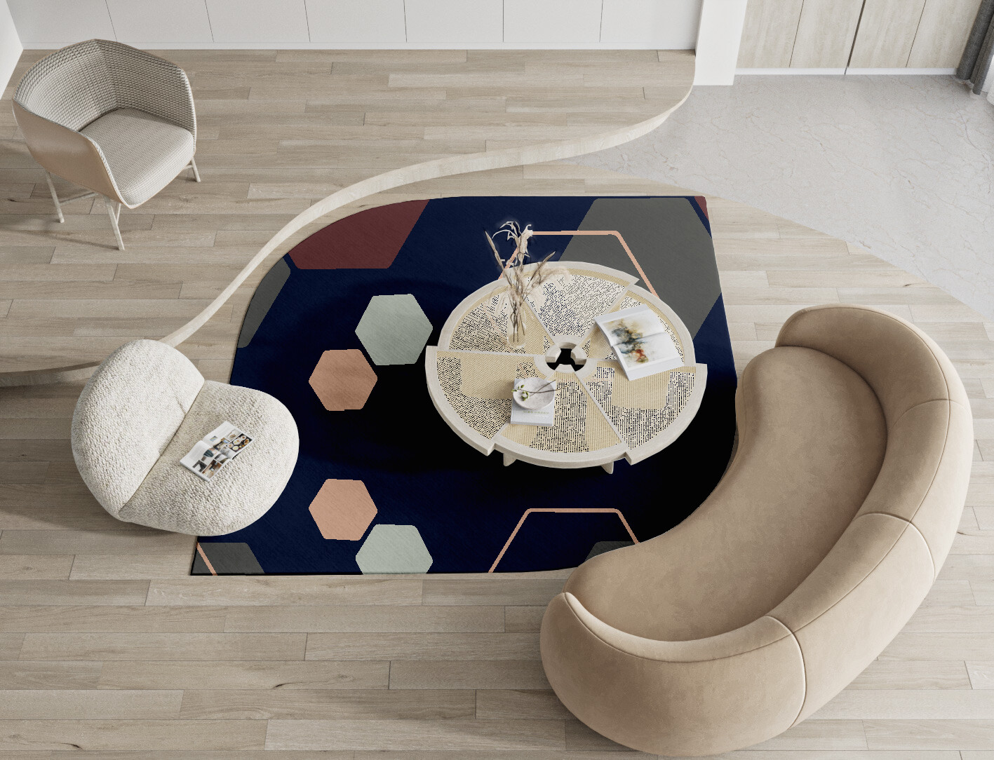 Phosphene Geometric Ogee Hand Tufted Pure Wool Custom Rug by Rug Artisan