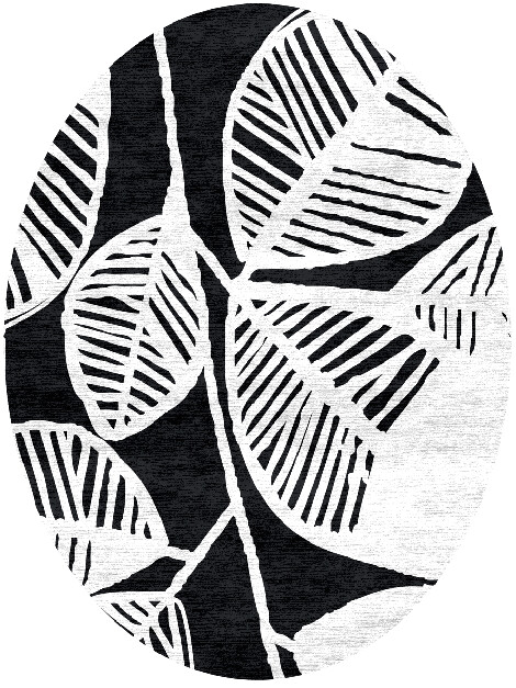 Photostat Monochrome Oval Hand Knotted Bamboo Silk Custom Rug by Rug Artisan