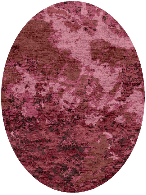 Pink Flood Brush Strokes Oval Hand Knotted Bamboo Silk Custom Rug by Rug Artisan
