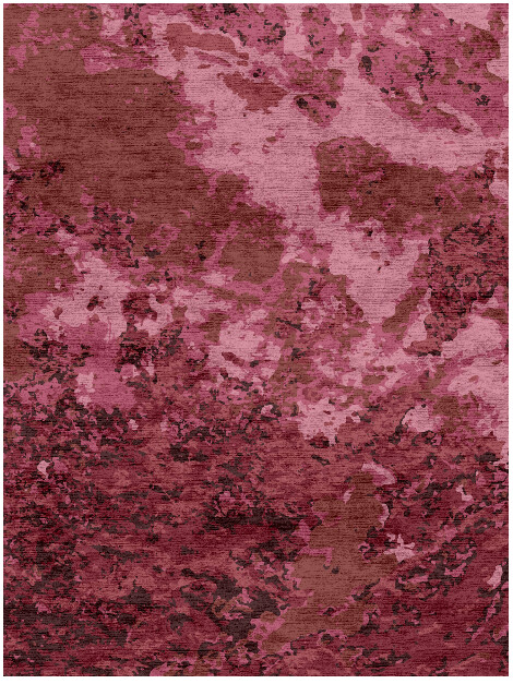 Pink Flood Brush Strokes Rectangle Hand Knotted Bamboo Silk Custom Rug by Rug Artisan