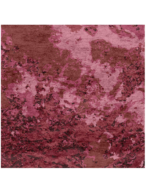 Pink Flood Brush Strokes Square Hand Knotted Bamboo Silk Custom Rug by Rug Artisan