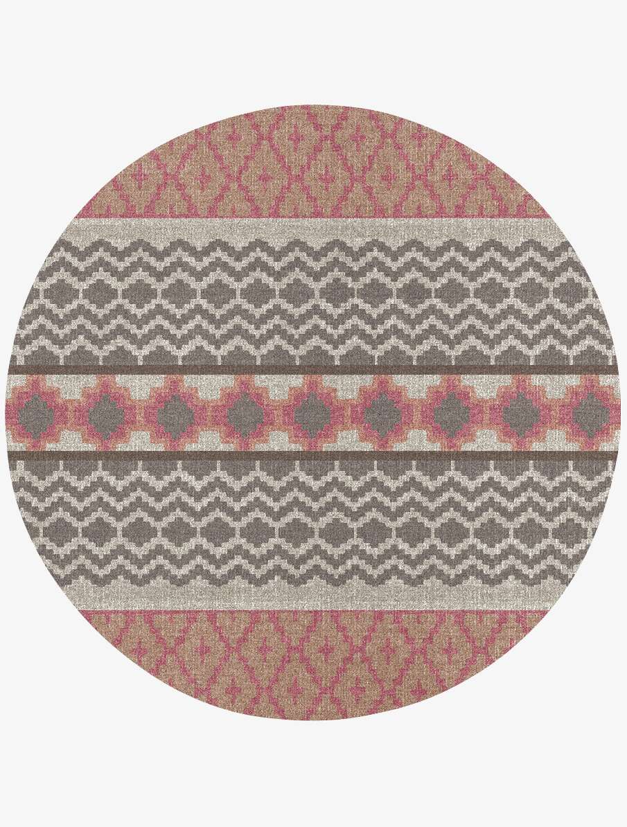 Pink Star Flatweaves Round Flatweave New Zealand Wool Custom Rug by Rug Artisan