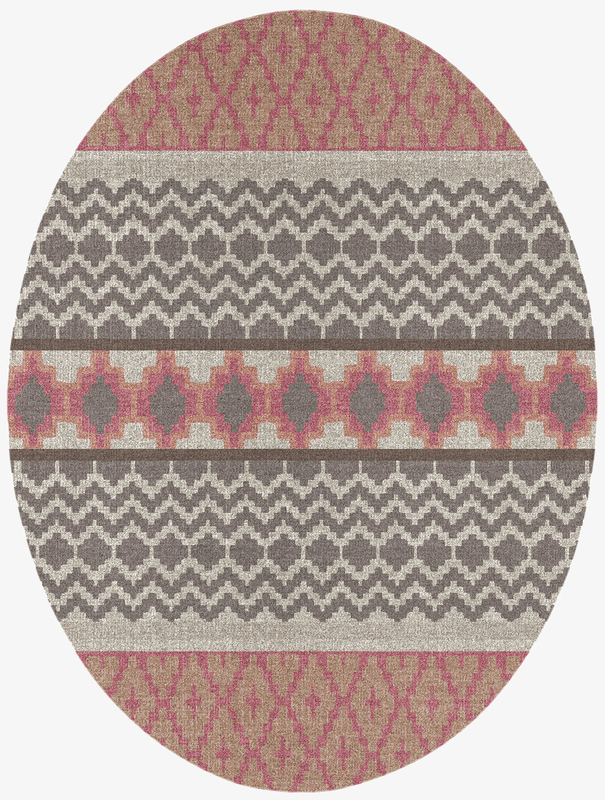 Pink Star Flatweaves Oval Outdoor Recycled Yarn Custom Rug by Rug Artisan