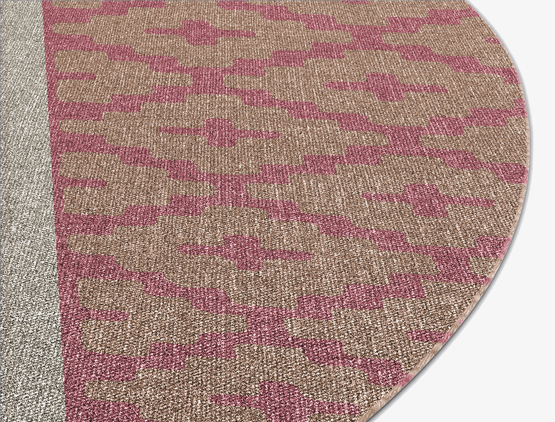 Pink Star Flatweaves Round Outdoor Recycled Yarn Custom Rug by Rug Artisan