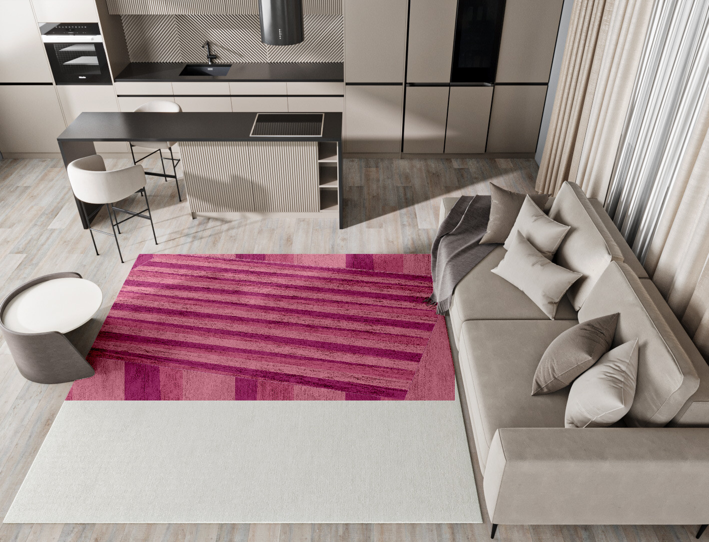 Pinkline Geometric Square Hand Knotted Bamboo Silk Custom Rug by Rug Artisan