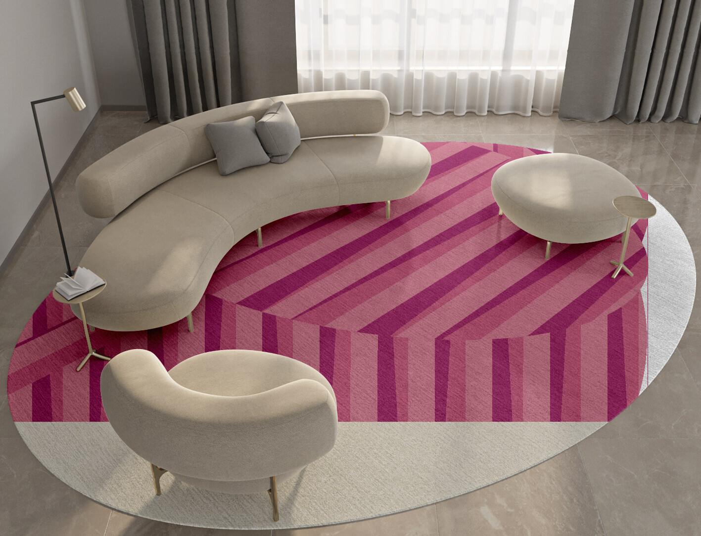 Pinkline Geometric Oval Hand Tufted Pure Wool Custom Rug by Rug Artisan