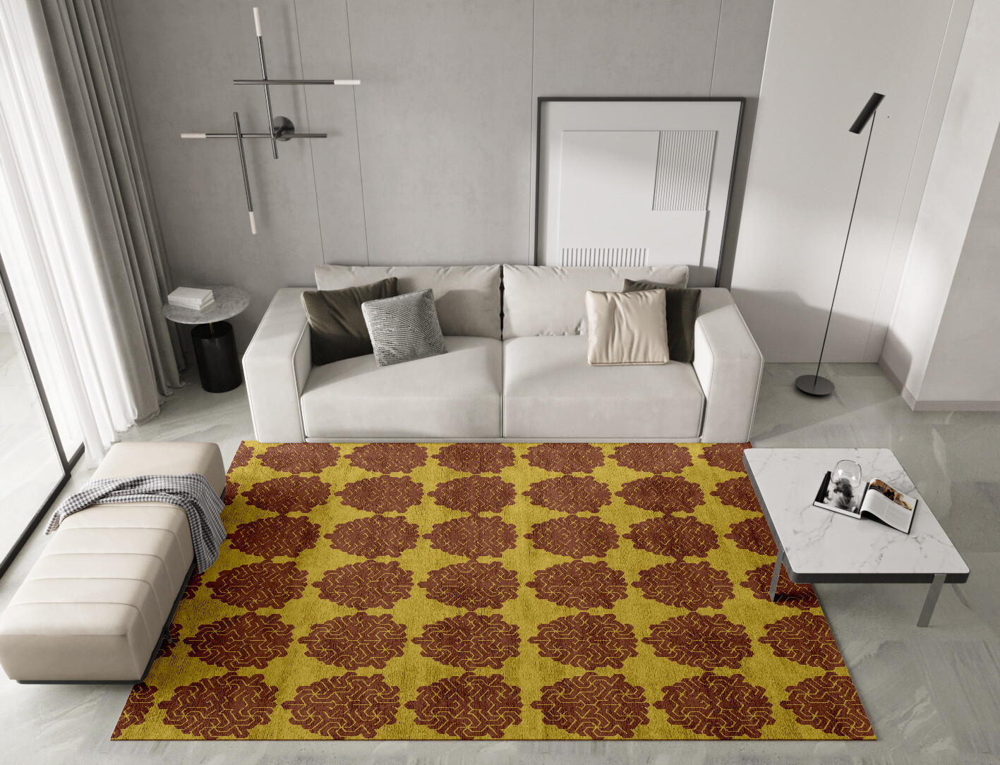 Pipes Geometric Rectangle Hand Knotted Bamboo Silk Custom Rug by Rug Artisan