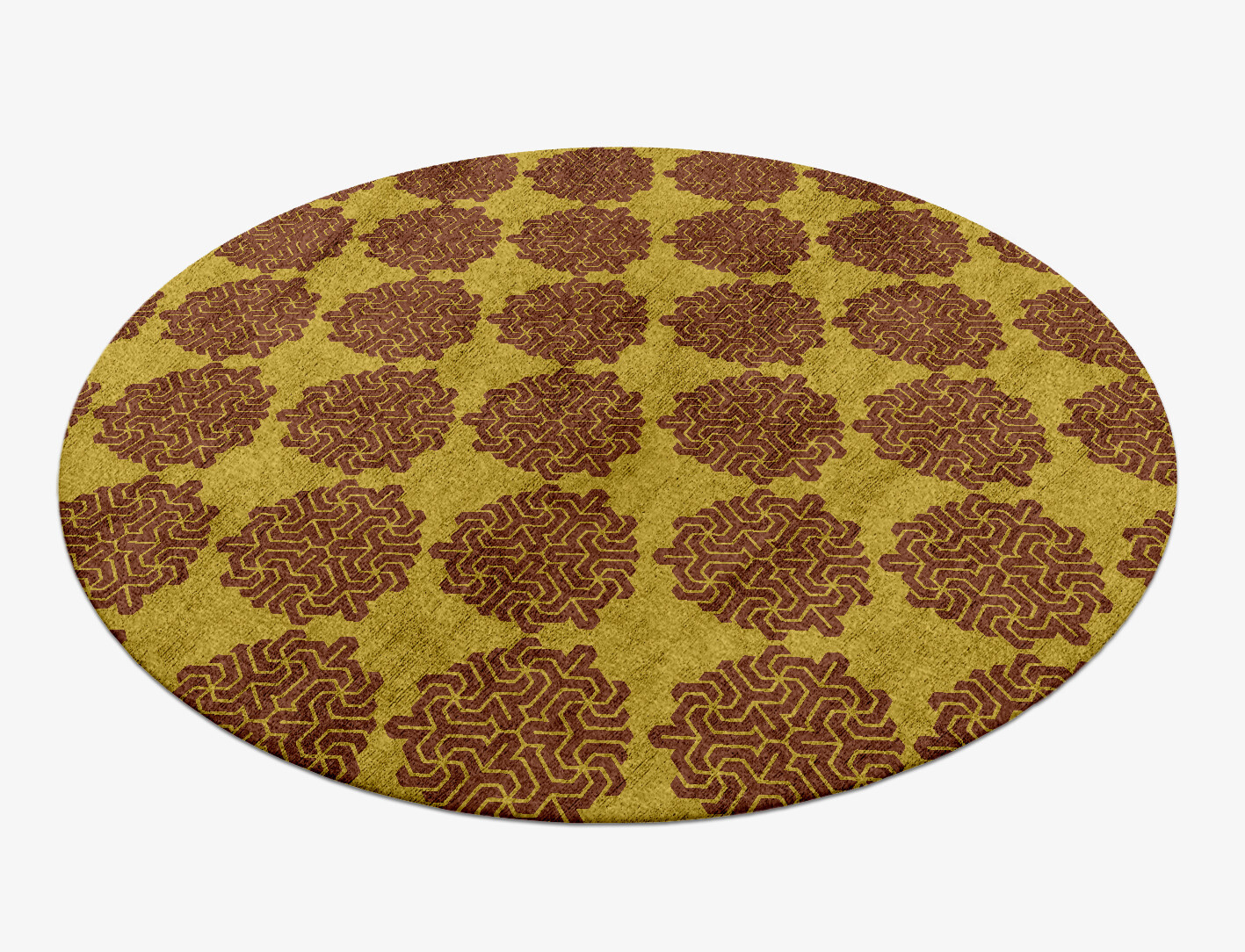 Pipes Geometric Round Hand Knotted Bamboo Silk Custom Rug by Rug Artisan
