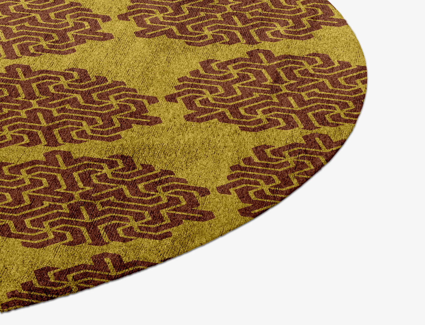 Pipes Geometric Round Hand Knotted Bamboo Silk Custom Rug by Rug Artisan