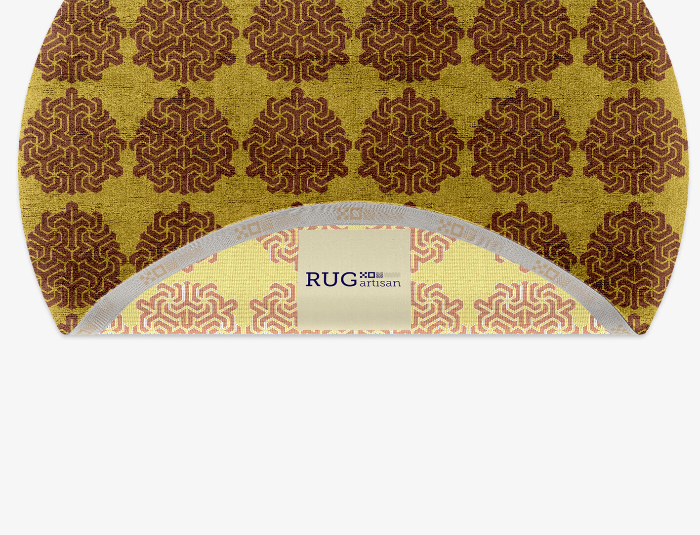 Pipes Geometric Round Hand Knotted Bamboo Silk Custom Rug by Rug Artisan