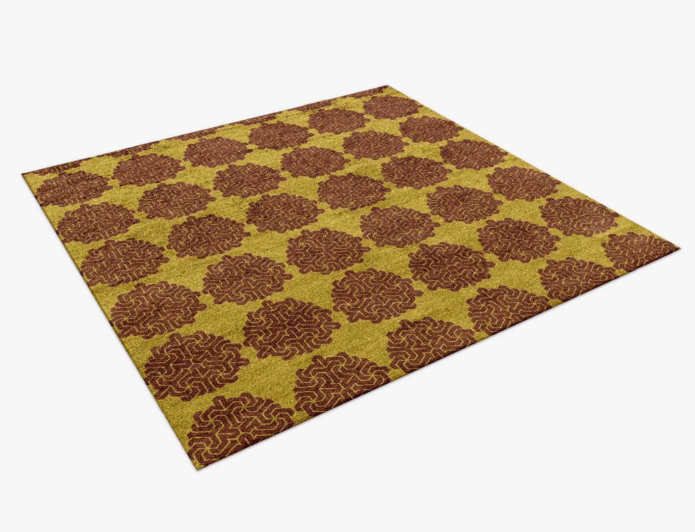 Pipes Geometric Square Hand Knotted Bamboo Silk Custom Rug by Rug Artisan
