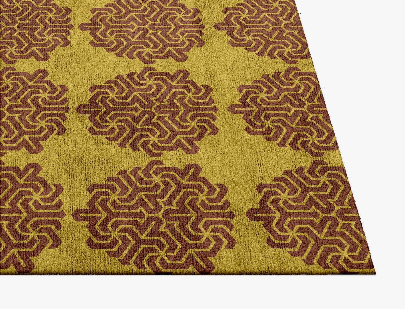 Pipes Geometric Square Hand Knotted Bamboo Silk Custom Rug by Rug Artisan