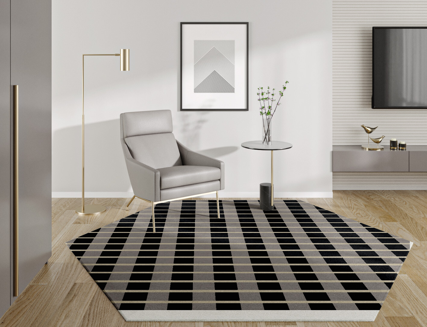 Plaide Geometric Hexagon Hand Knotted Tibetan Wool Custom Rug by Rug Artisan