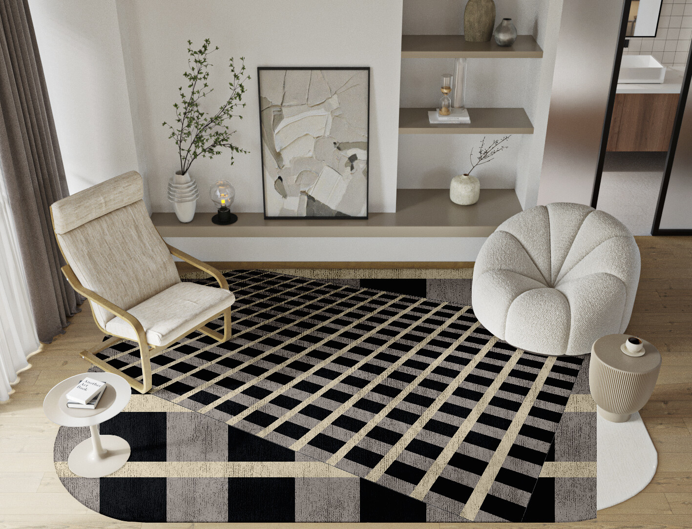 Plaide Geometric Oblong Hand Knotted Bamboo Silk Custom Rug by Rug Artisan