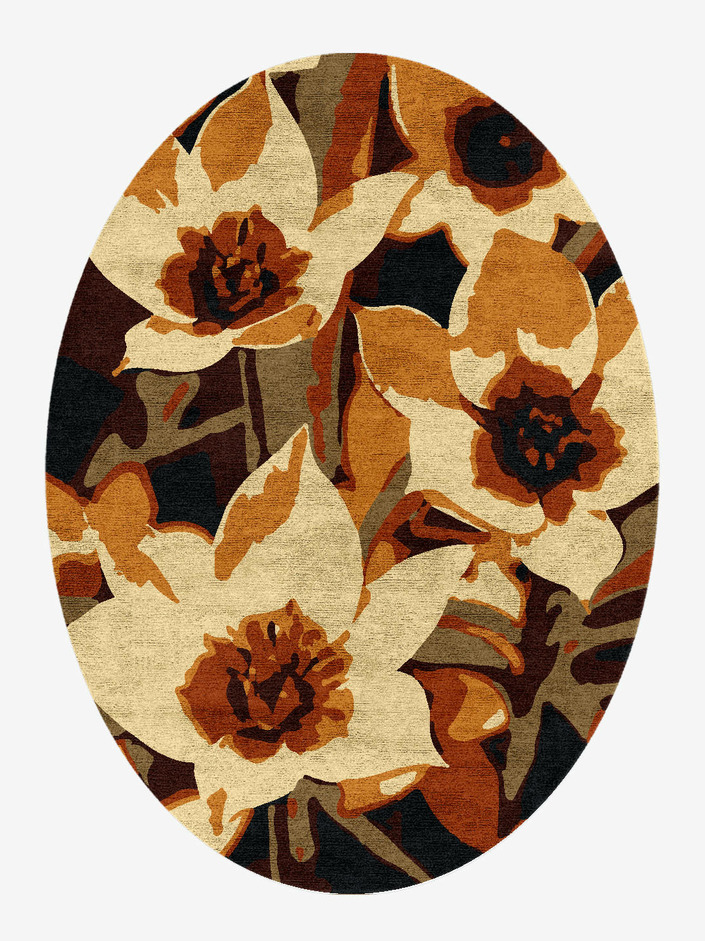 Plaquette Floral Oval Hand Knotted Bamboo Silk Custom Rug by Rug Artisan
