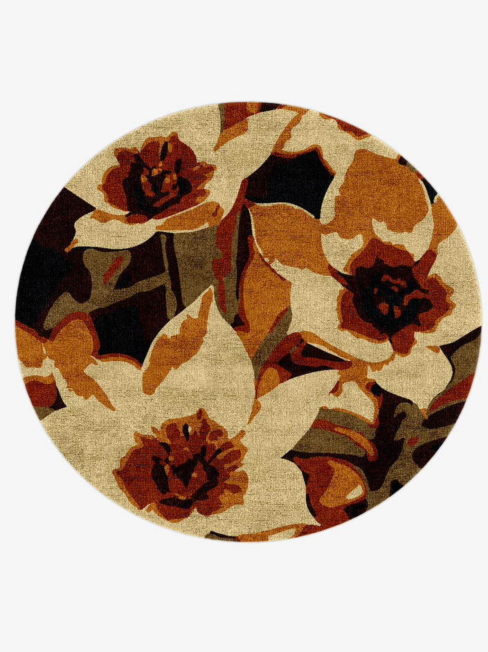 Plaquette Floral Round Hand Knotted Bamboo Silk Custom Rug by Rug Artisan