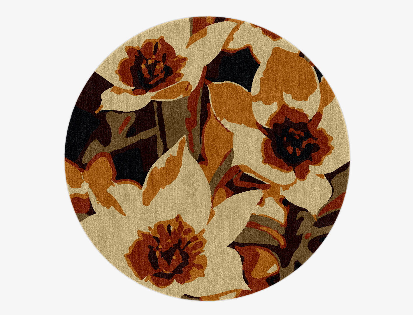Plaquette Floral Round Hand Knotted Tibetan Wool Custom Rug by Rug Artisan