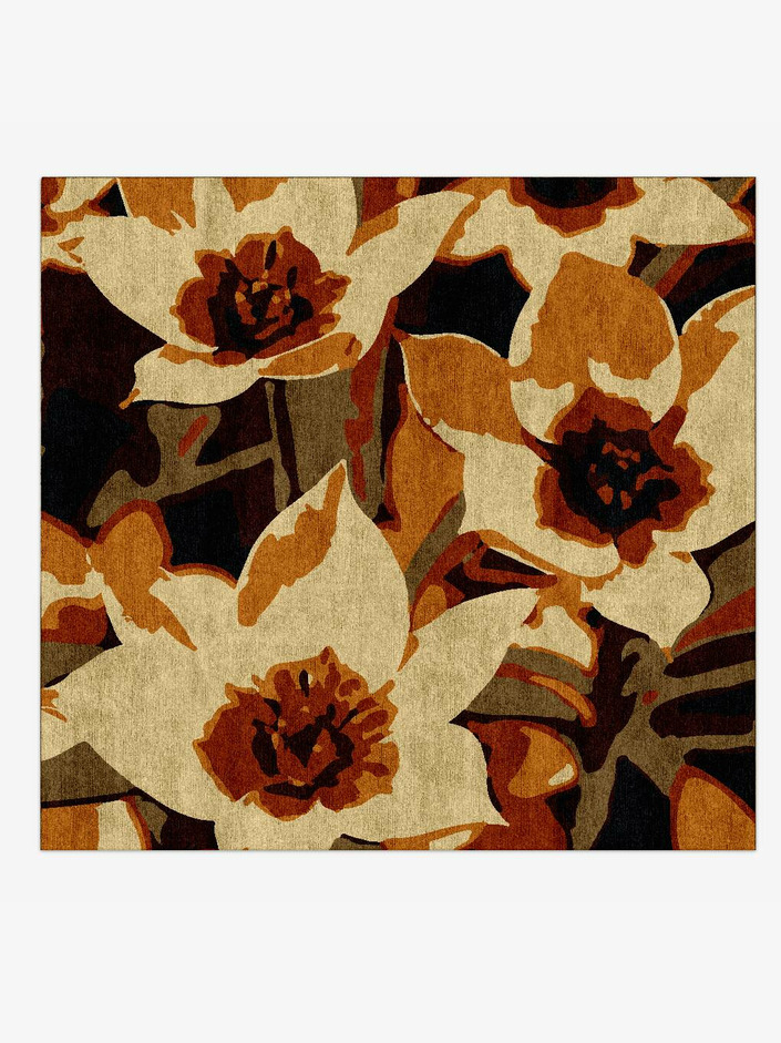 Plaquette Floral Square Hand Knotted Bamboo Silk Custom Rug by Rug Artisan