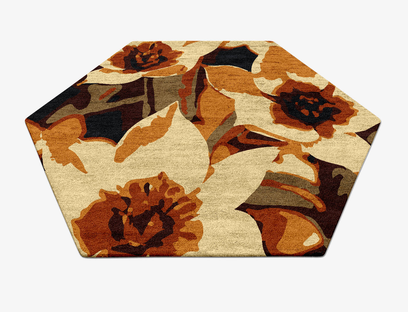 Plaquette Floral Hexagon Hand Tufted Bamboo Silk Custom Rug by Rug Artisan