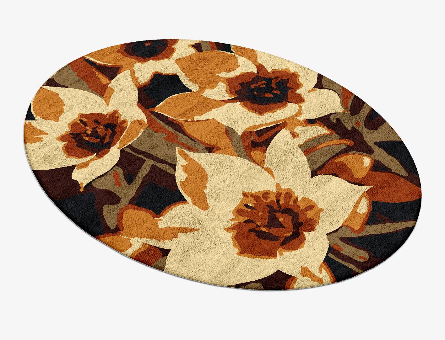 Plaquette Floral Oval Hand Tufted Bamboo Silk Custom Rug by Rug Artisan