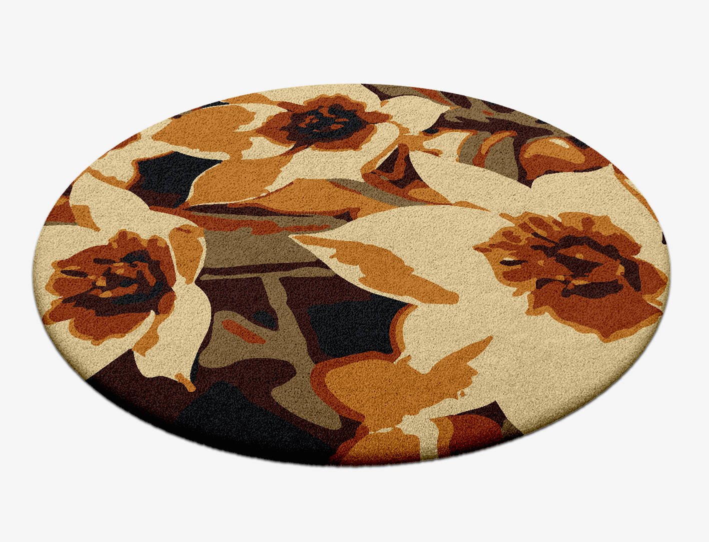 Plaquette Floral Round Hand Tufted Pure Wool Custom Rug by Rug Artisan