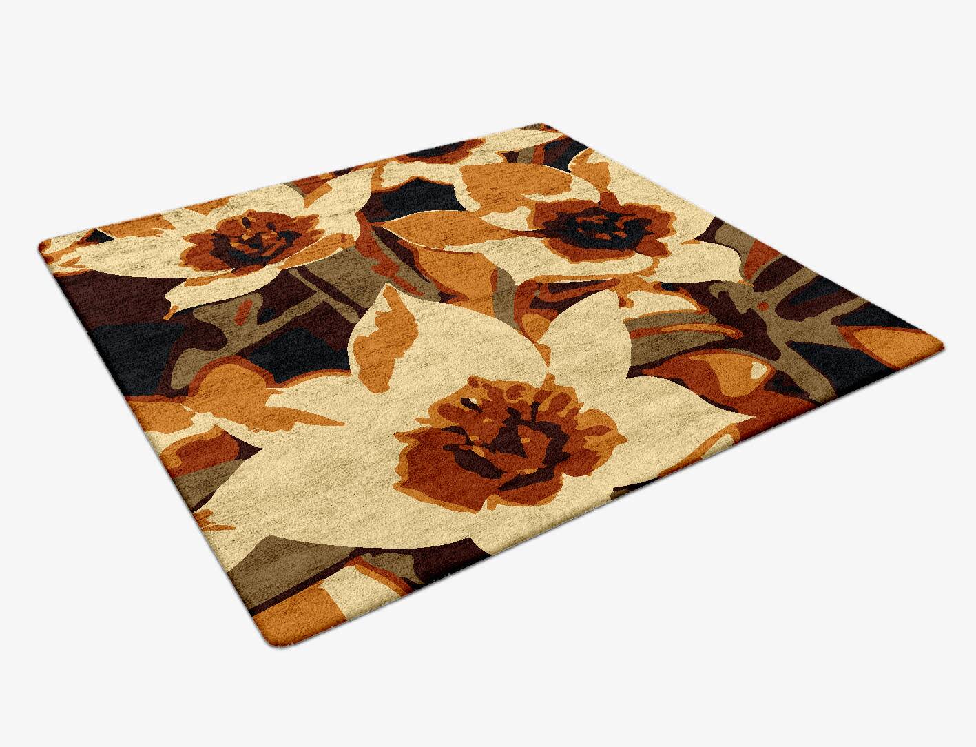 Plaquette Floral Square Hand Tufted Bamboo Silk Custom Rug by Rug Artisan