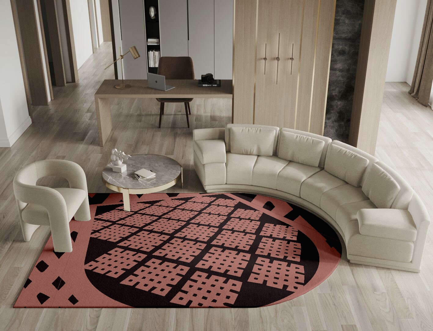 Plexus Geometric Arch Hand Knotted Tibetan Wool Custom Rug by Rug Artisan