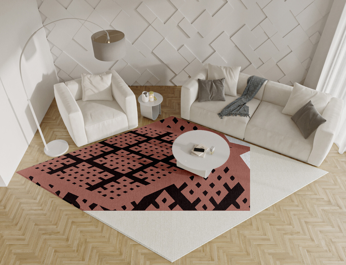 Plexus Geometric Diamond Hand Knotted Tibetan Wool Custom Rug by Rug Artisan