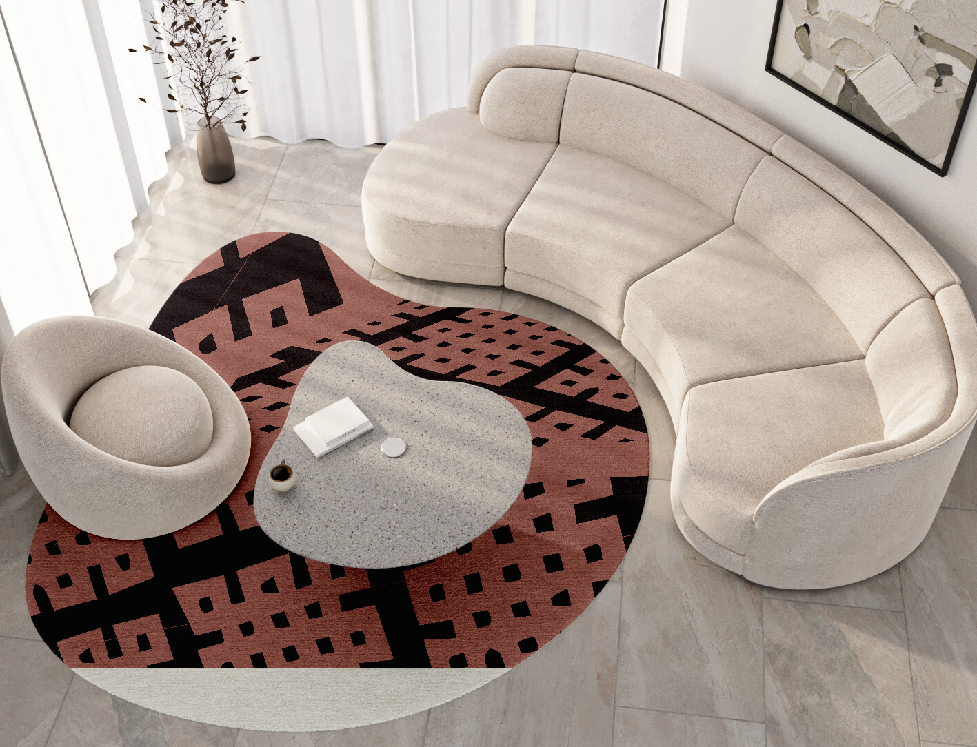 Plexus Geometric Splash Hand Knotted Tibetan Wool Custom Rug by Rug Artisan