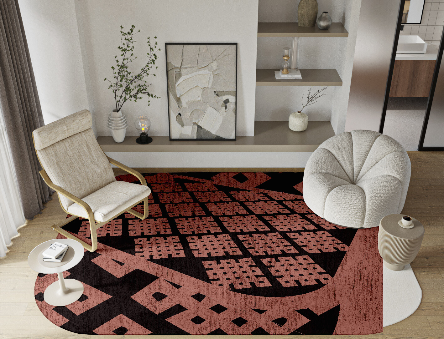 Plexus Geometric Oblong Hand Tufted Bamboo Silk Custom Rug by Rug Artisan