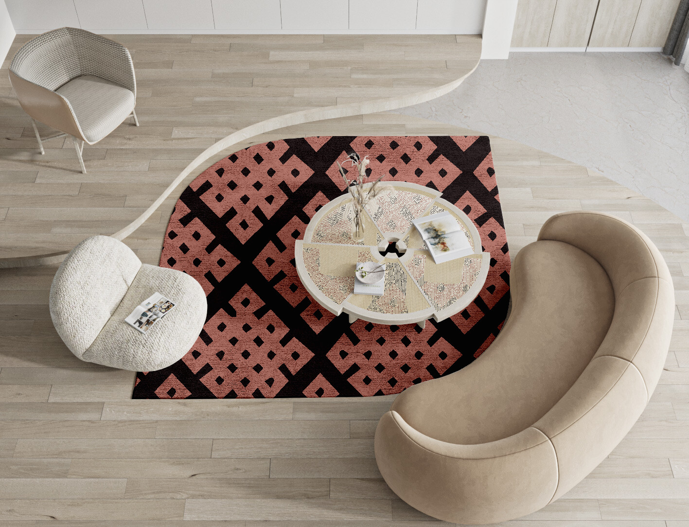 Plexus Geometric Ogee Hand Tufted Bamboo Silk Custom Rug by Rug Artisan