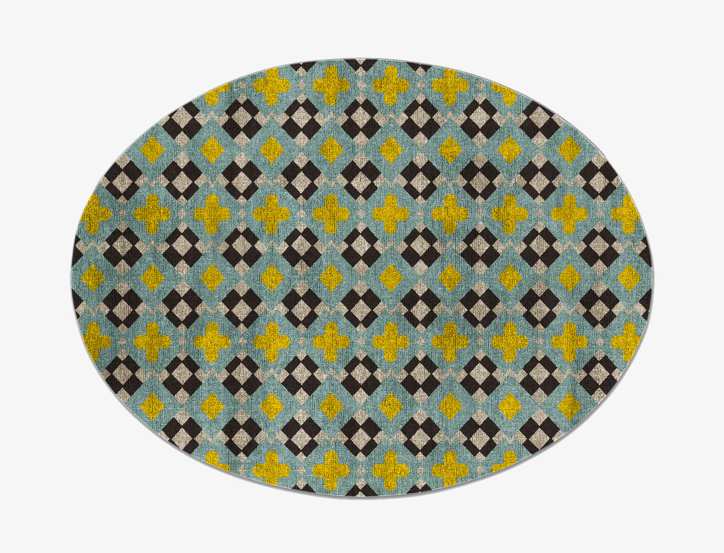Plus Geometric Oval Flatweave Bamboo Silk Custom Rug by Rug Artisan